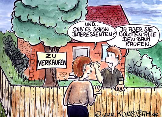 Ein Haus zu verkaufen - Cartoon